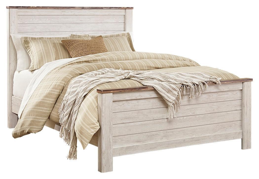 Willowton Whitewash Queen Panel Bed - Ella Furniture