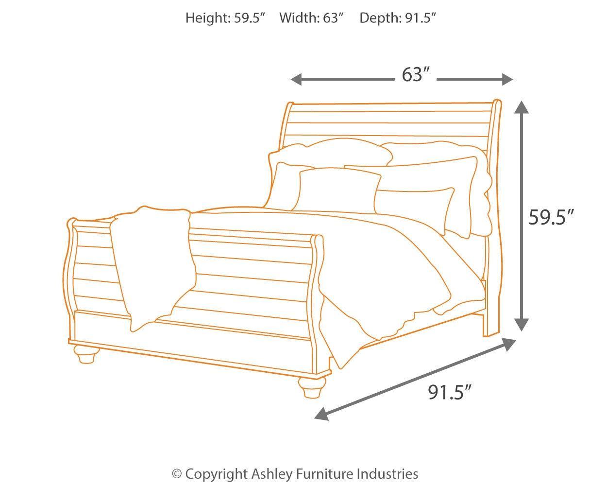 Willowton Whitewash Queen Sleigh Bed B267B4 - Ella Furniture