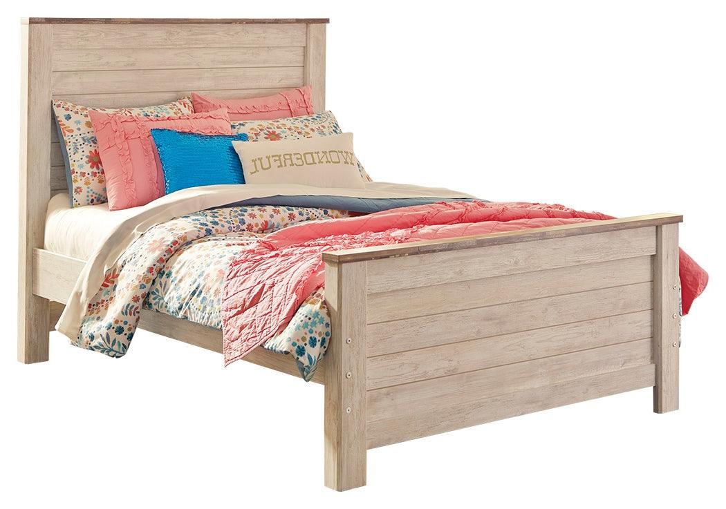 Willowton Whitewash Full Panel Bed - Ella Furniture