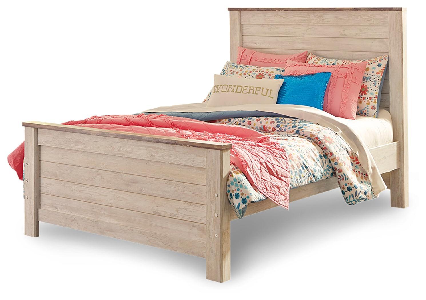 Willowton Whitewash Full Panel Bed - Ella Furniture