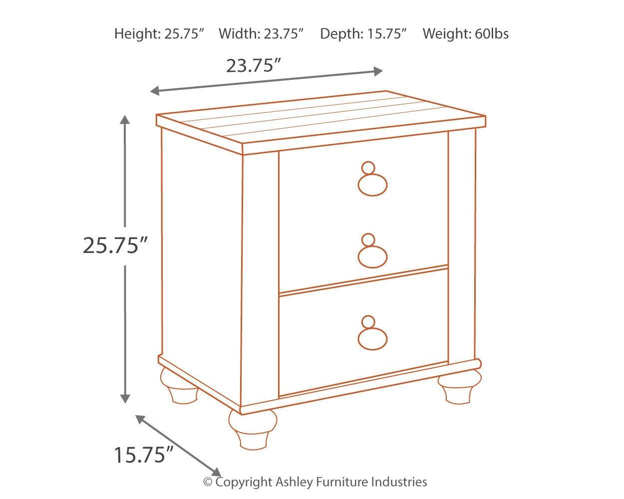 Willowton Two-tone Nightstand - Ella Furniture
