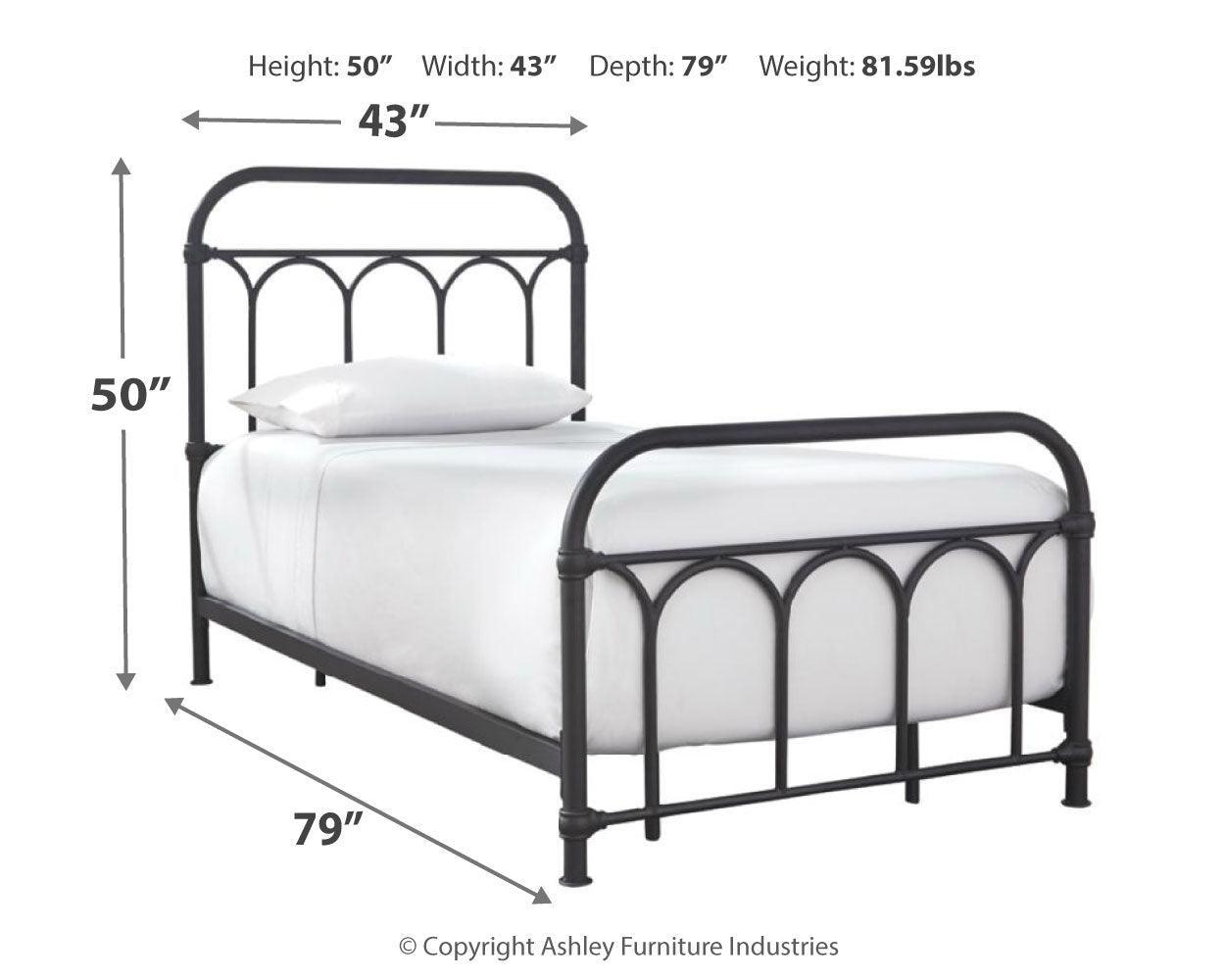 Nashburg Black Twin Metal Bed - Ella Furniture