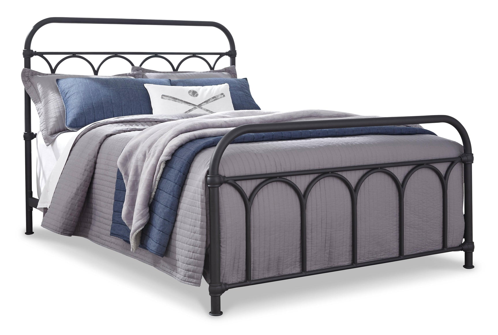 Nashburg Black Full Metal Bed - Ella Furniture
