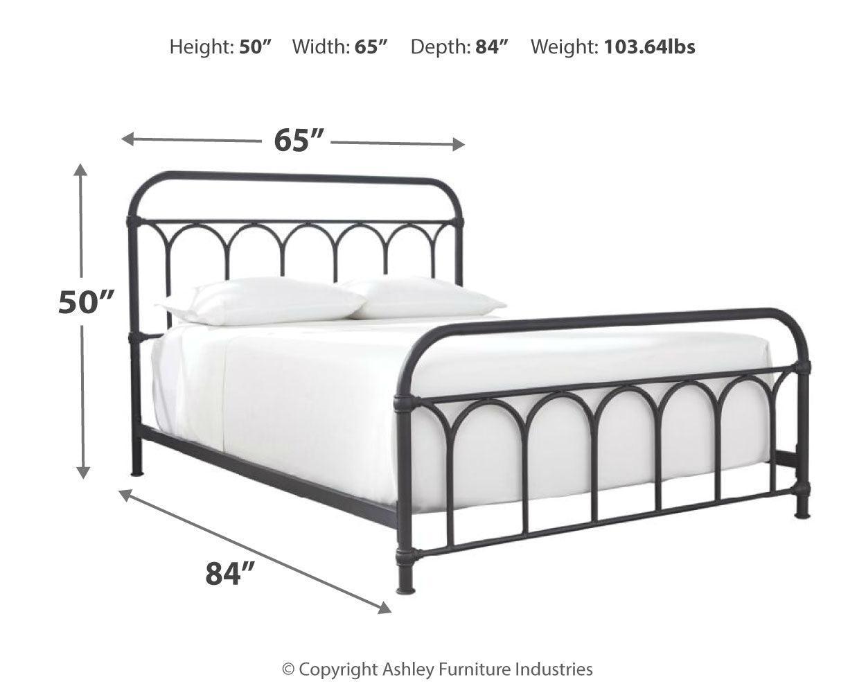 Nashburg Black Queen Metal Bed - Ella Furniture