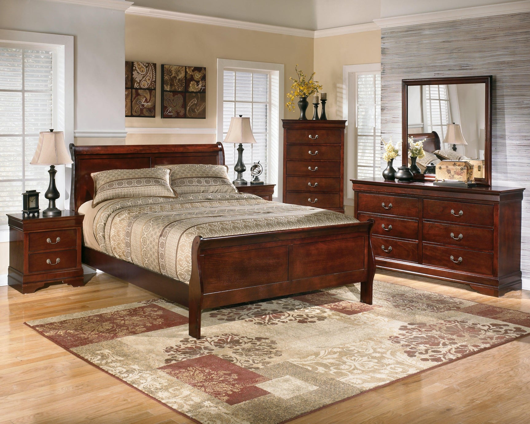 Alisdair dresser close-up of Louis Philippe moulding and dark brown finish