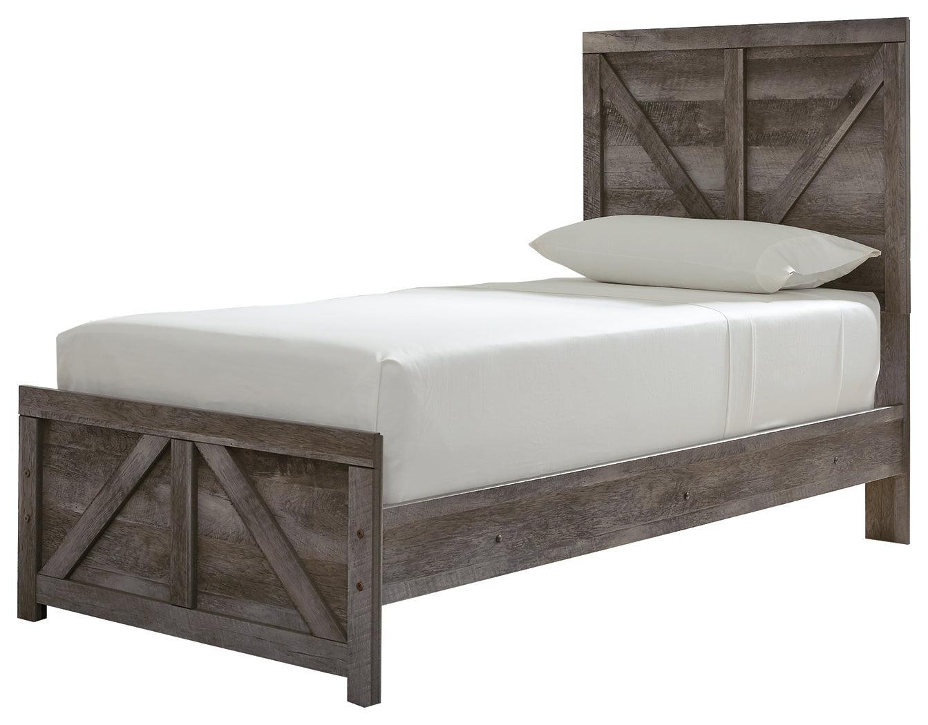 Wynnlow Gray Twin Crossbuck Panel Bed - Ella Furniture
