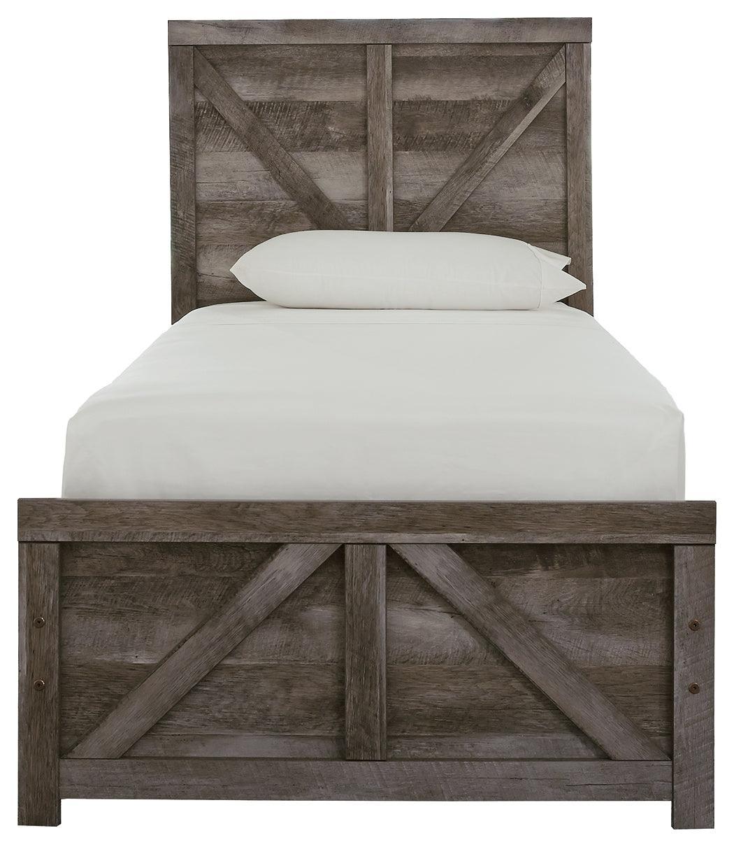 Wynnlow Gray Twin Crossbuck Panel Bed - Ella Furniture