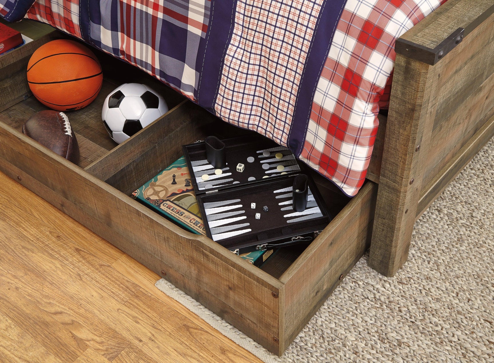 Trinell Brown Twin Bookcase Bed With 1 Large Storage Drawer - Ella Furniture