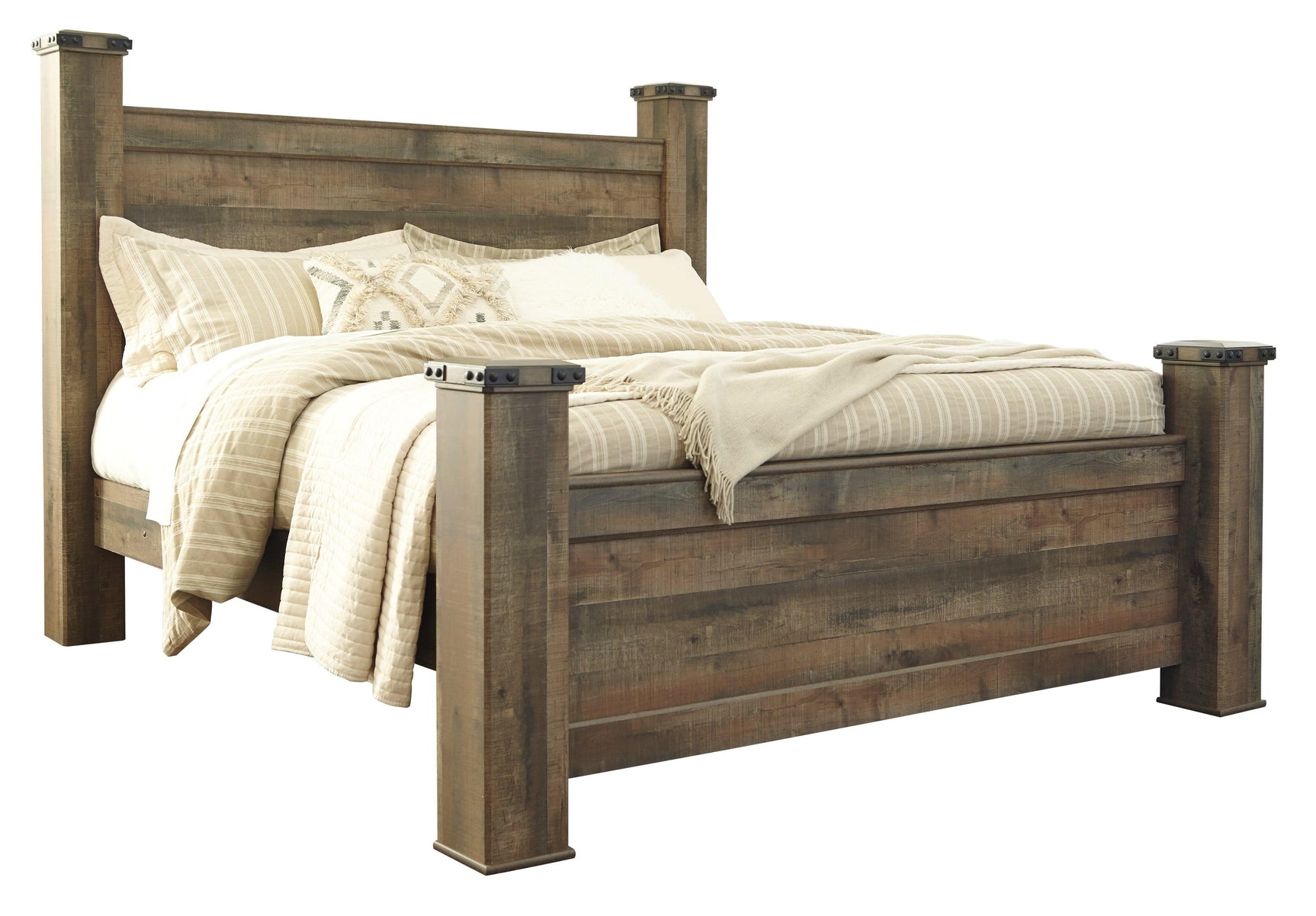 Trinell Brown King Poster Bed - Ella Furniture