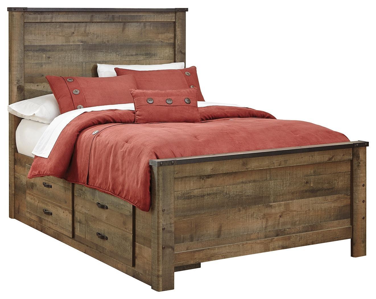 Trinell Brown Full Bookcase Bed With 2 Storage Drawers - Ella Furniture