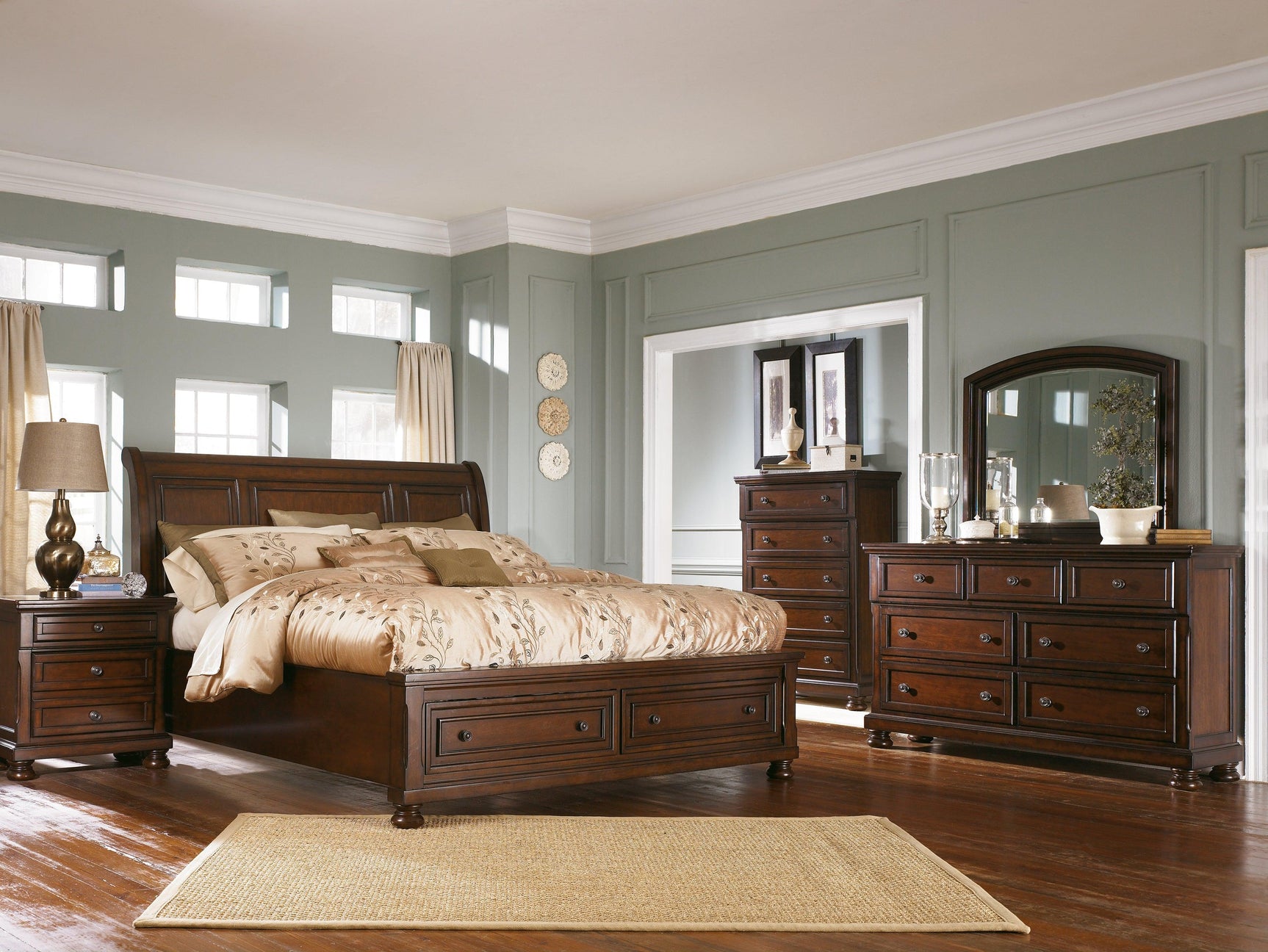 Porter Rustic Brown King Sleigh Bed - Ella Furniture