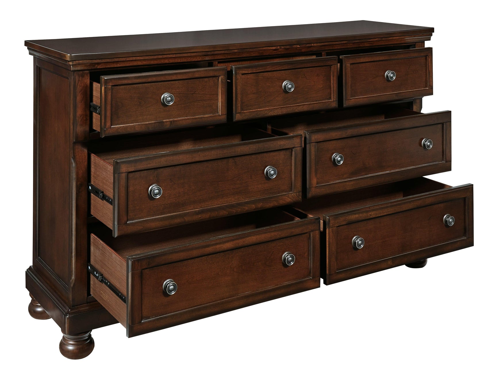 Porter Rustic Brown Dresser with dimensions diagram