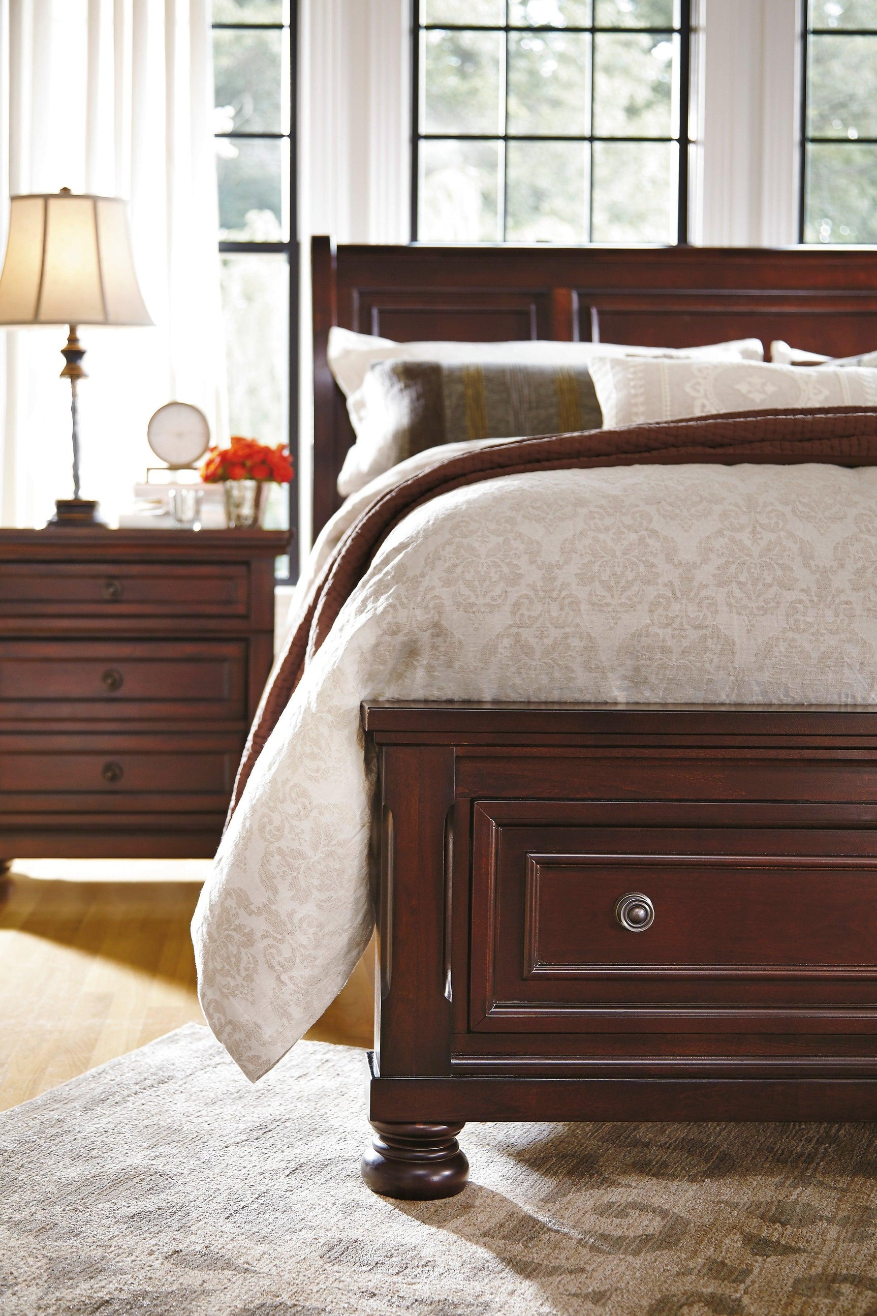 Porter Rustic Brown King Sleigh Bed - Ella Furniture
