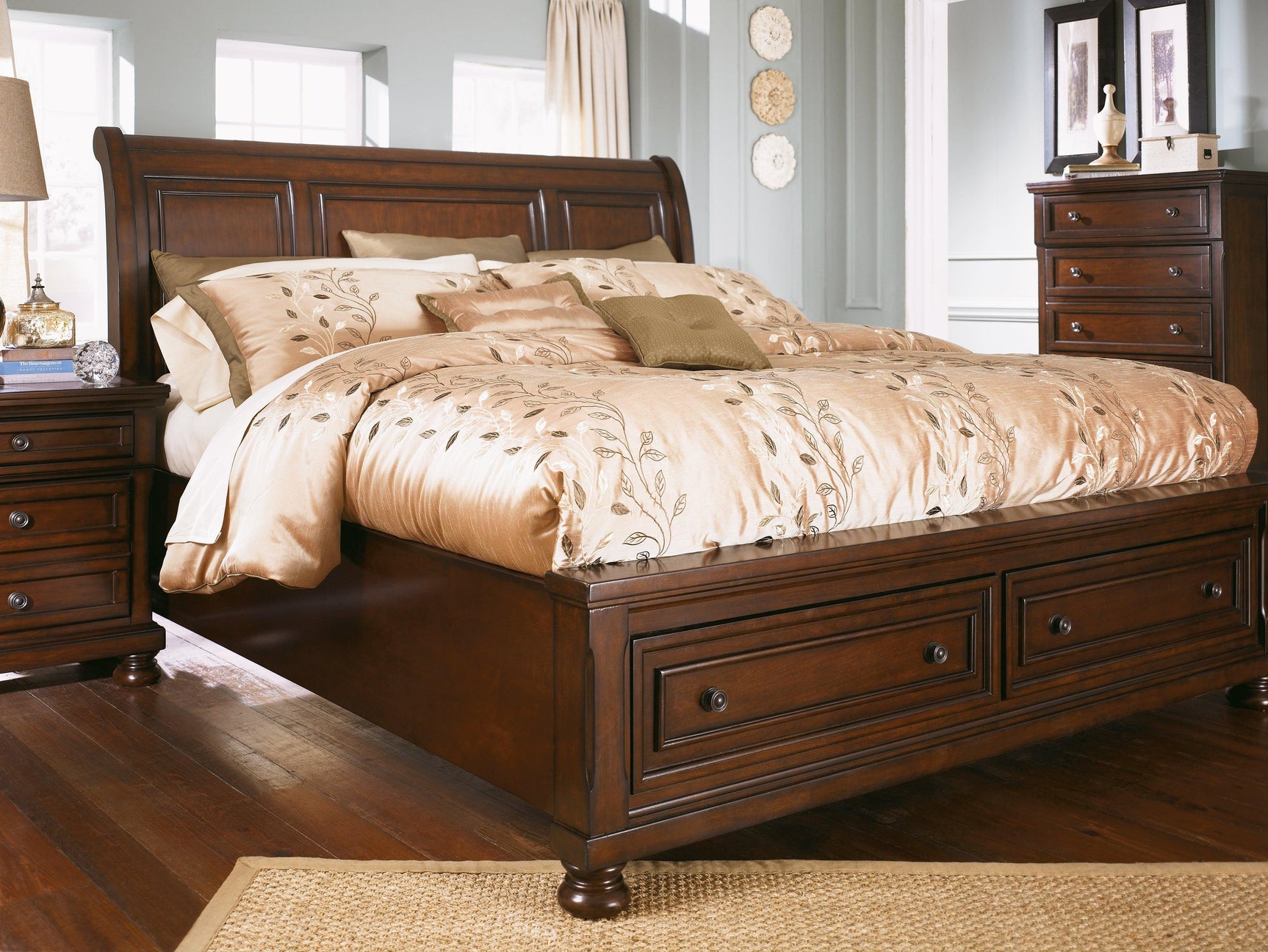 Porter Rustic Brown King Sleigh Bed - Ella Furniture
