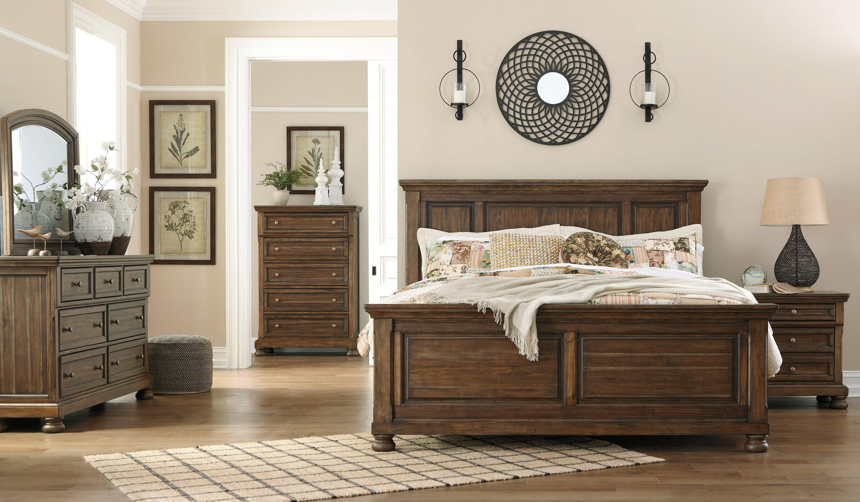 Flynnter Medium Brown Queen Panel Bed - Ella Furniture