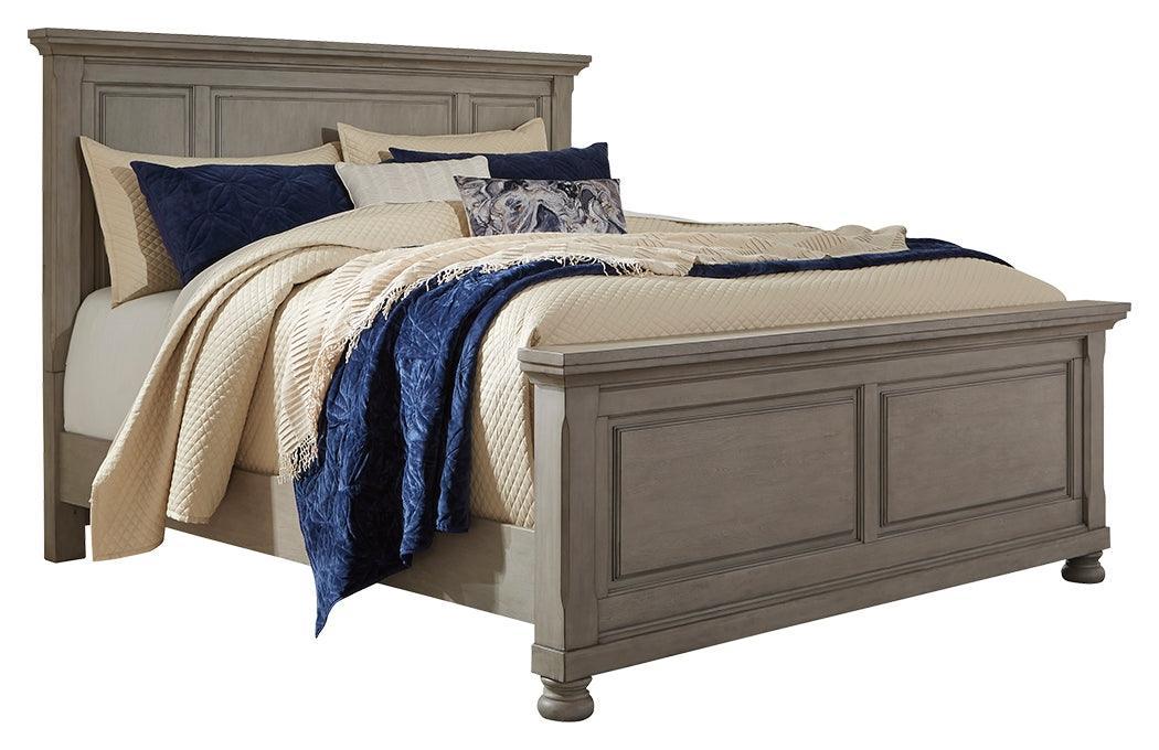 Lettner Light Gray King Panel Bed - Ella Furniture