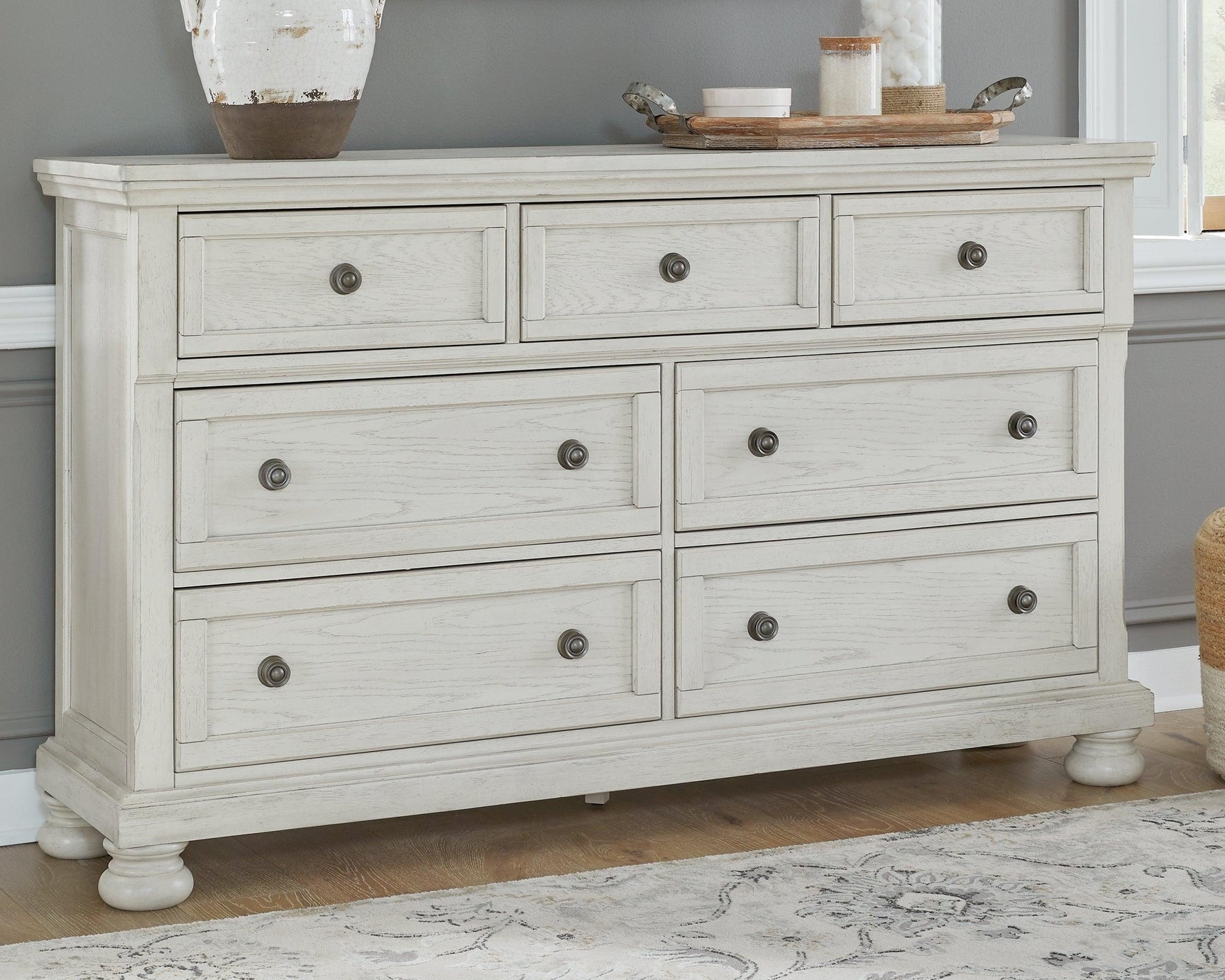 Robbinsdale Antique White Dresser - Ella Furniture