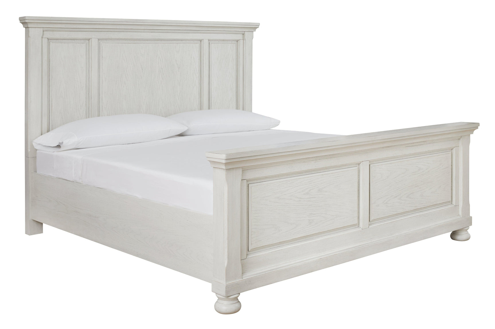 Robbinsdale Antique White Queen Panel Bed - Ella Furniture