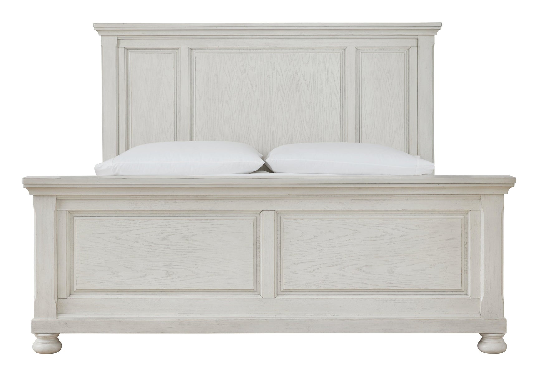 Robbinsdale Antique White Queen Panel Bed - Ella Furniture