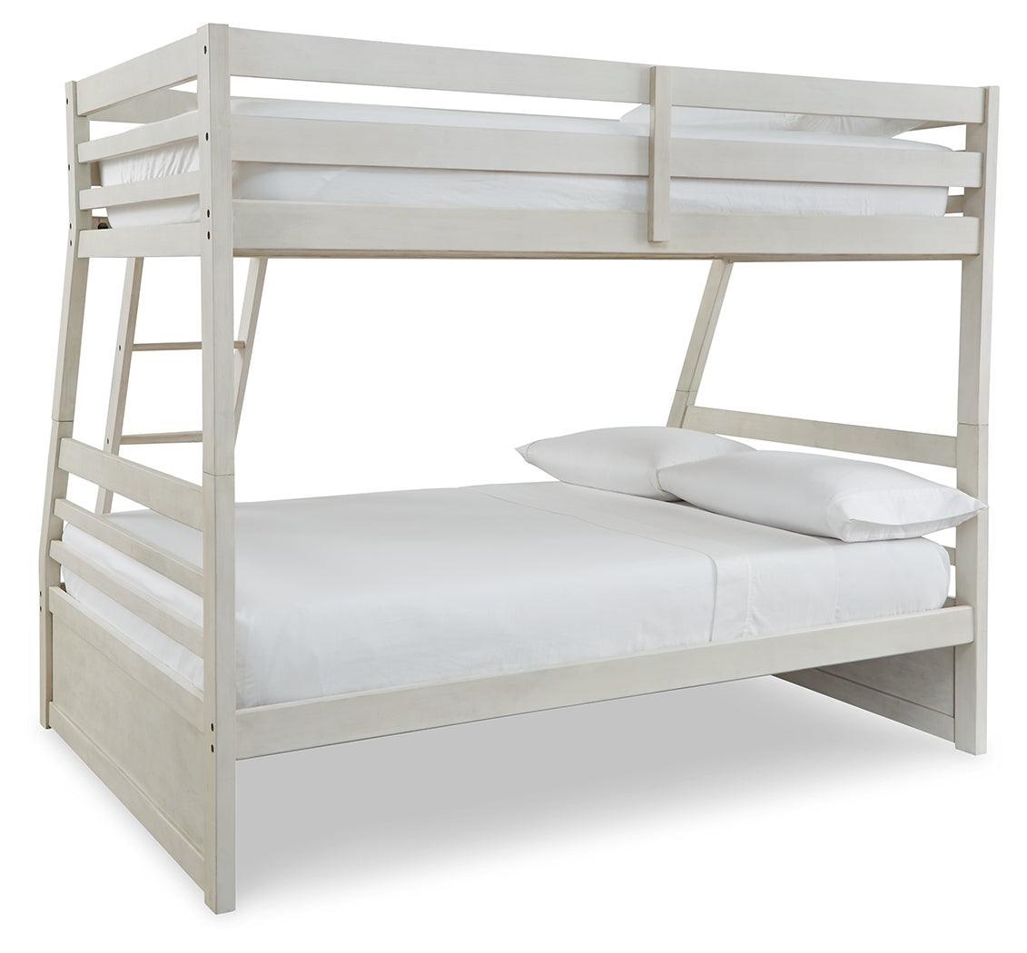 Robbinsdale Antique White Twin Over Full Bunk Bed With Storage - Ella Furniture