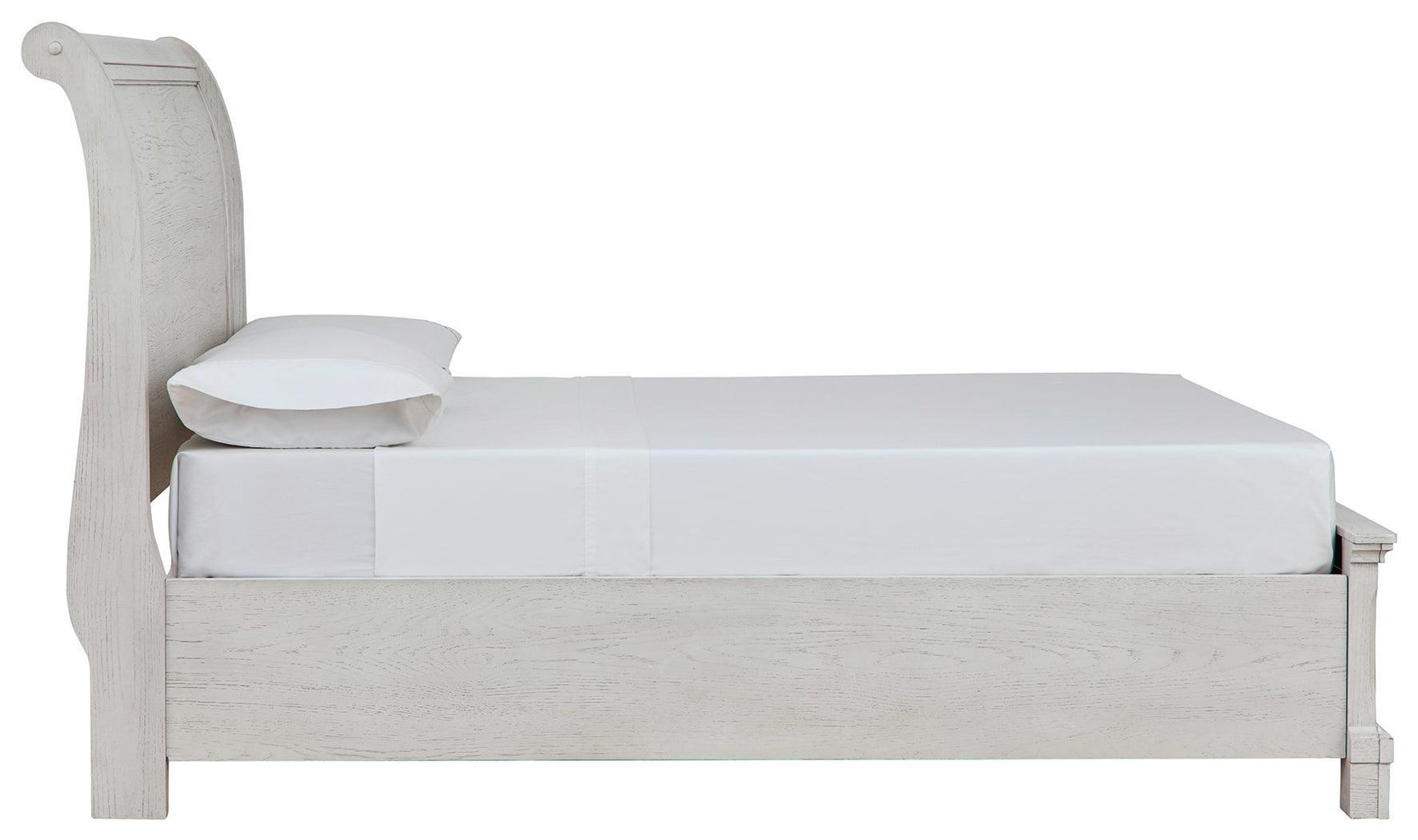 Robbinsdale Antique White Full Sleigh Storage Bed - Ella Furniture