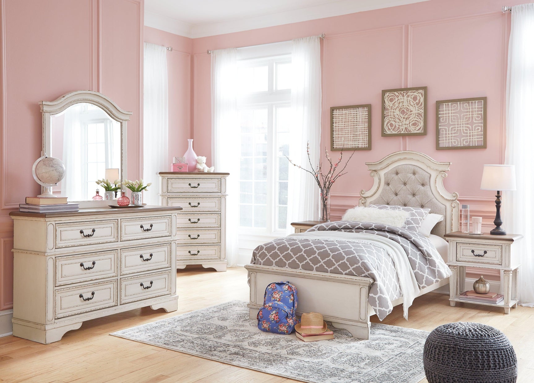 Realyn Chipped White Nightstand - Ella Furniture