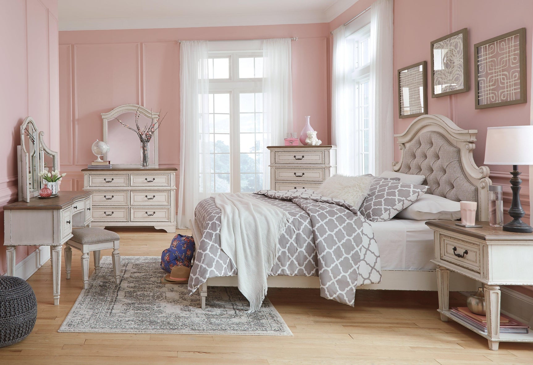 Realyn Chipped White Nightstand - Ella Furniture