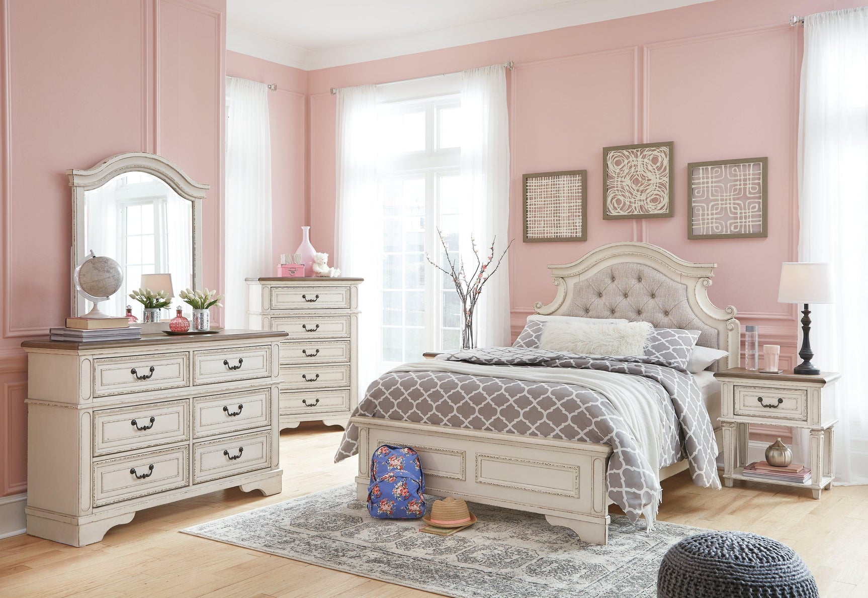 Realyn Chipped White Nightstand - Ella Furniture