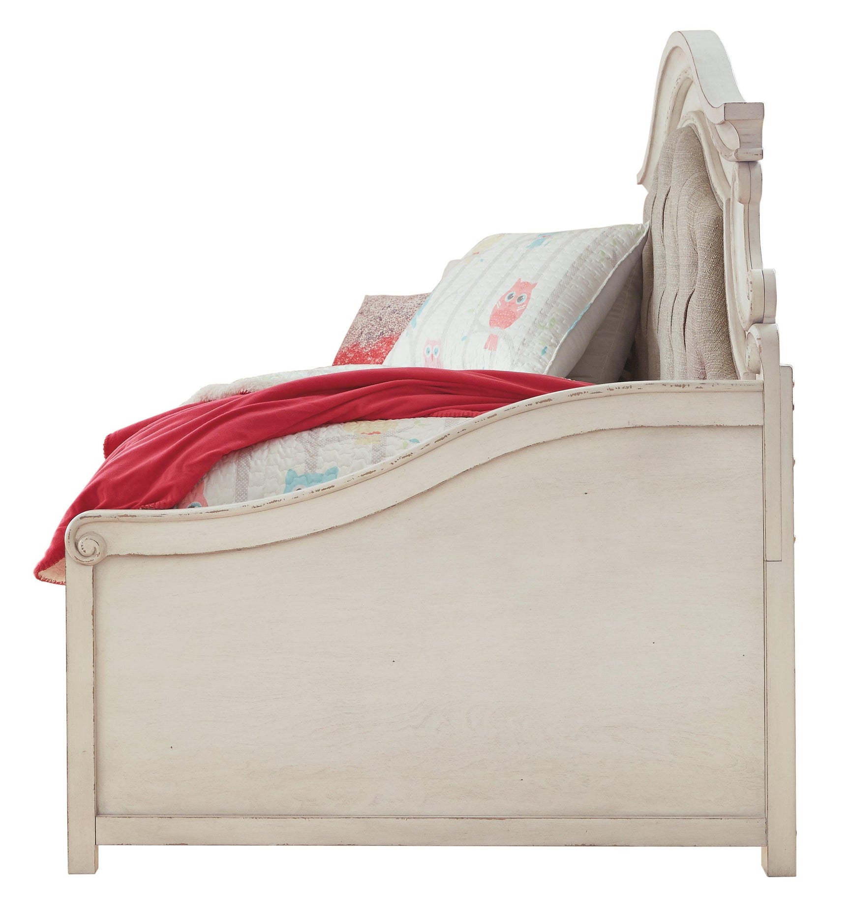 Realyn Chipped White Twin Daybed With 1 Large Storage Drawer - Ella Furniture