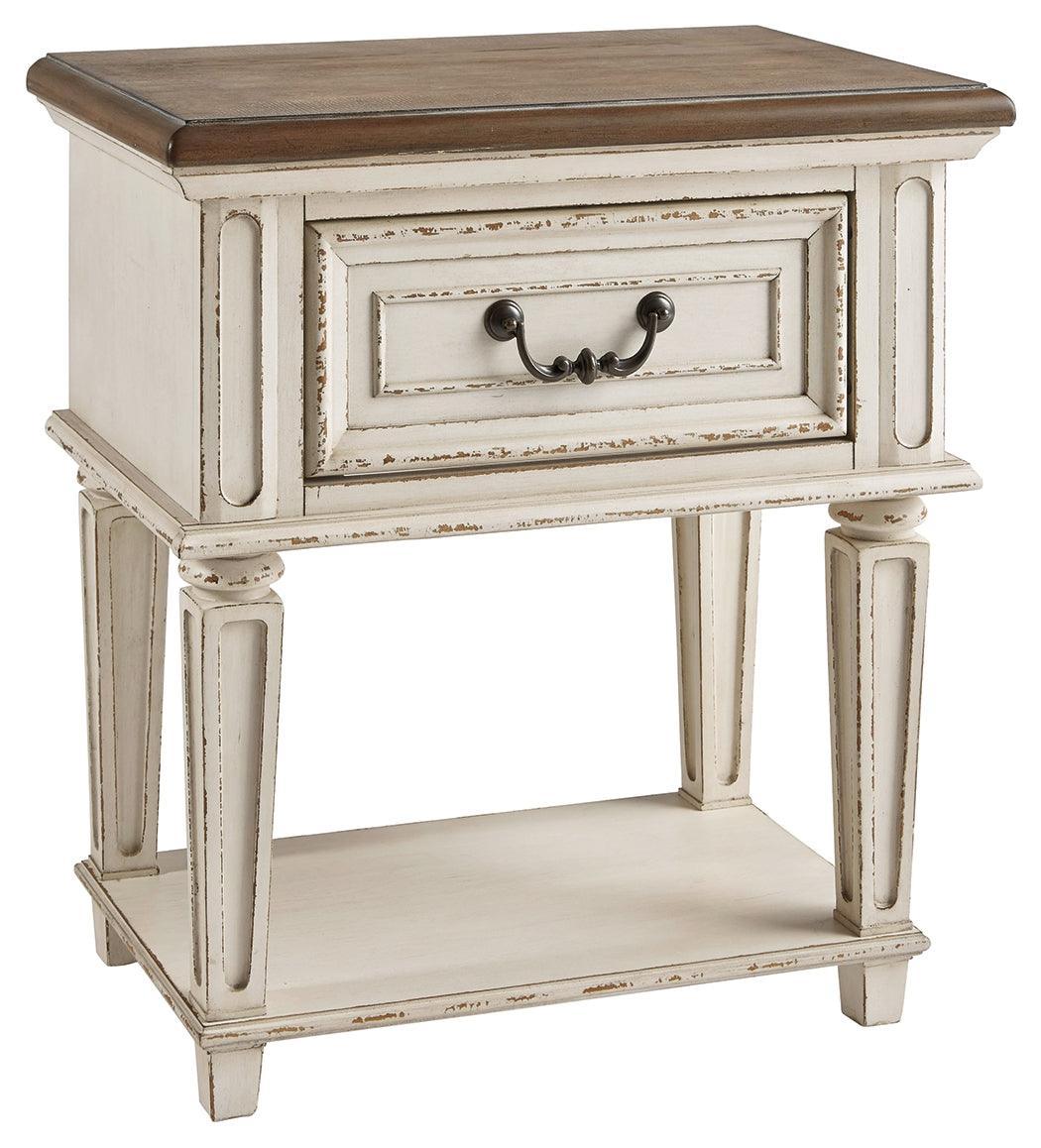 Realyn Chipped White Nightstand - Ella Furniture