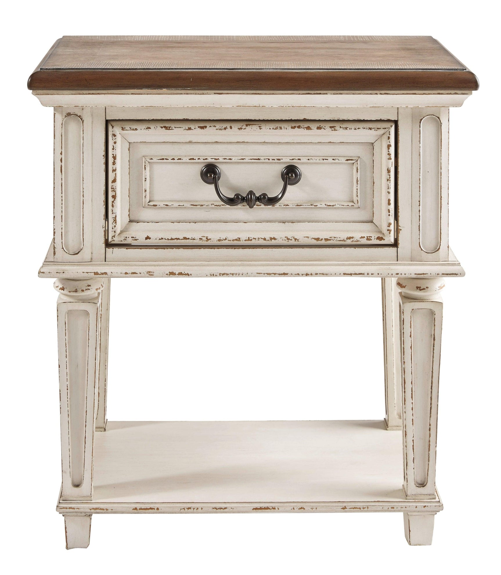 Realyn Chipped White Nightstand - Ella Furniture