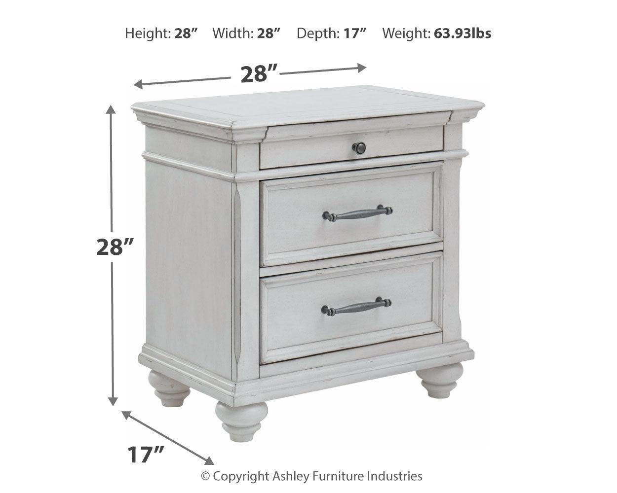 Kanwyn Whitewash Nightstand - Ella Furniture