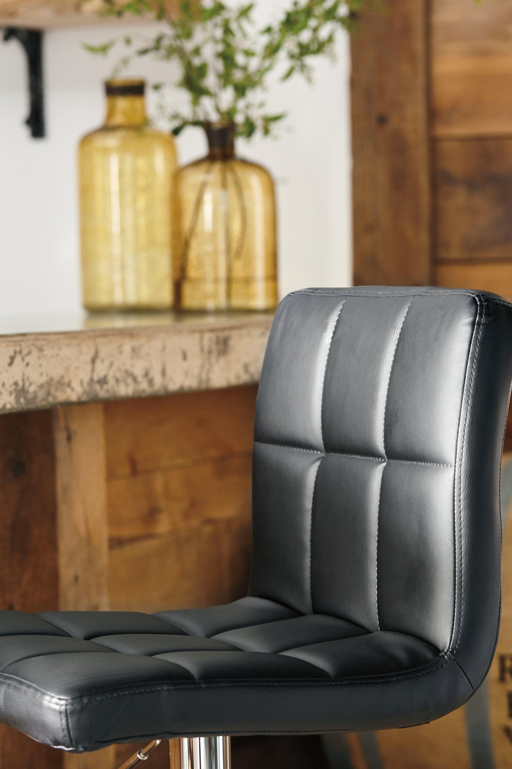 Bellatier Black/chrome Finish Adjustable Height Bar Stool - Ella Furniture