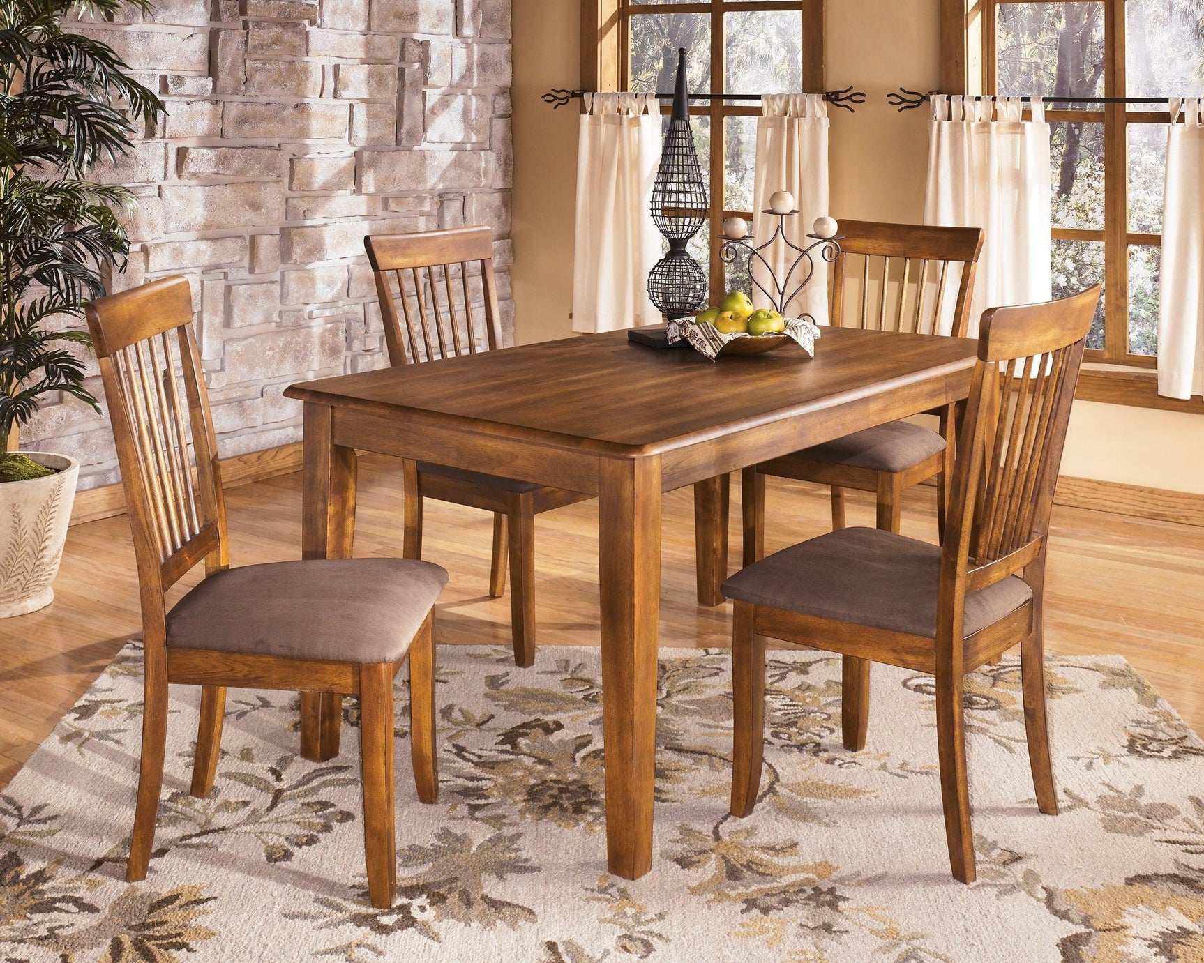 Berringer Dining Chair highlighting cushioned microfiber seat and wood details
