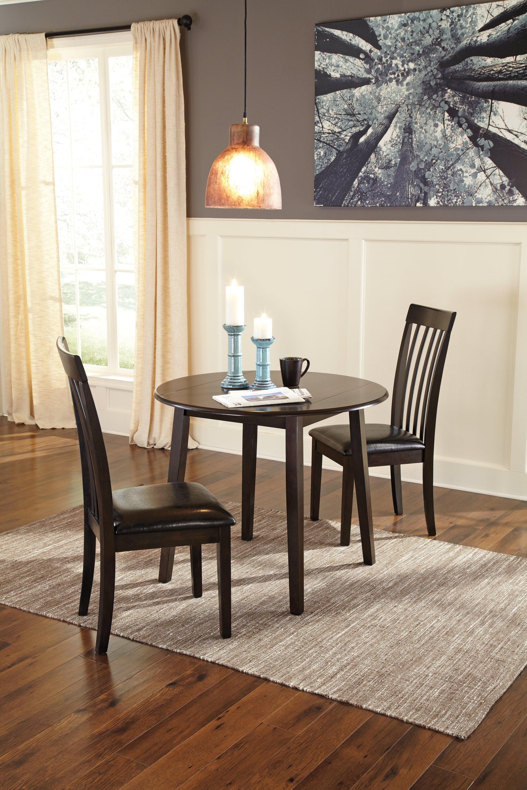 Hammis Dark Brown Dining Drop Leaf Table - Ella Furniture