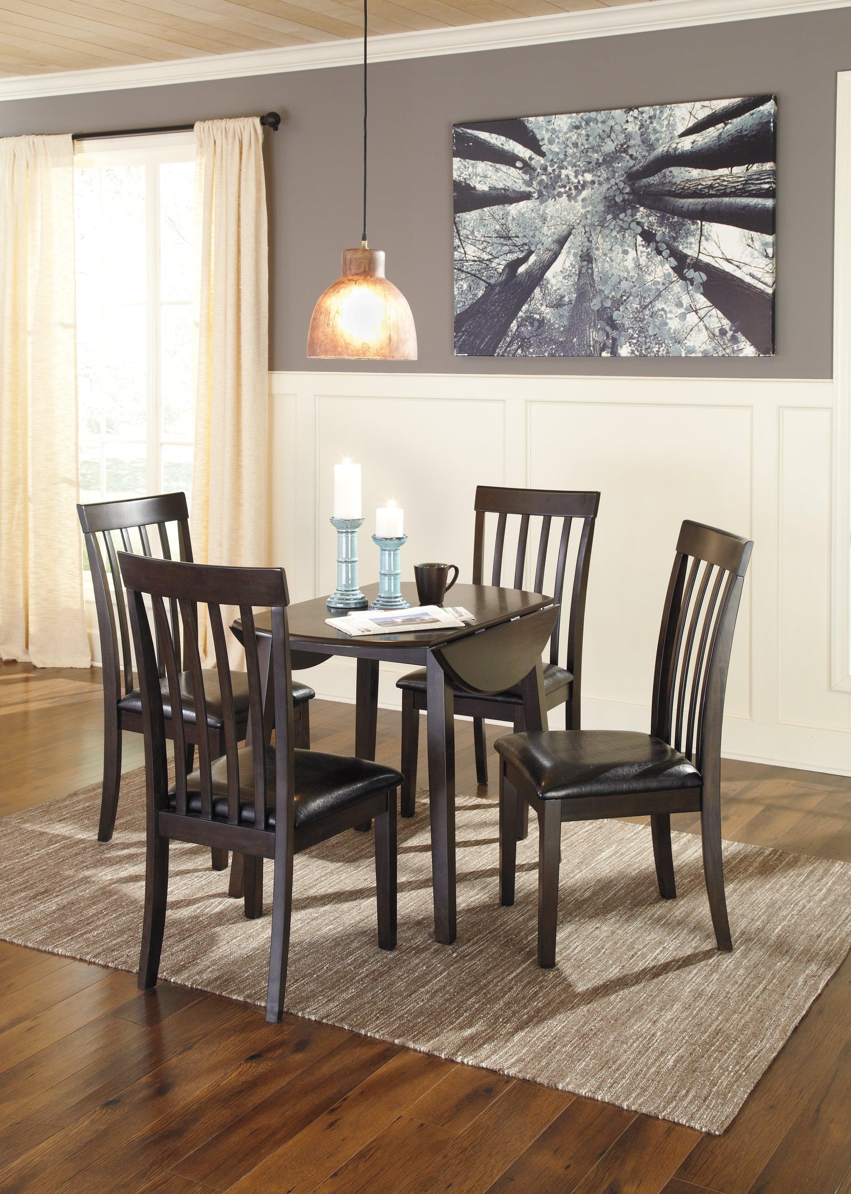 Hammis Dark Brown Dining Drop Leaf Table - Ella Furniture