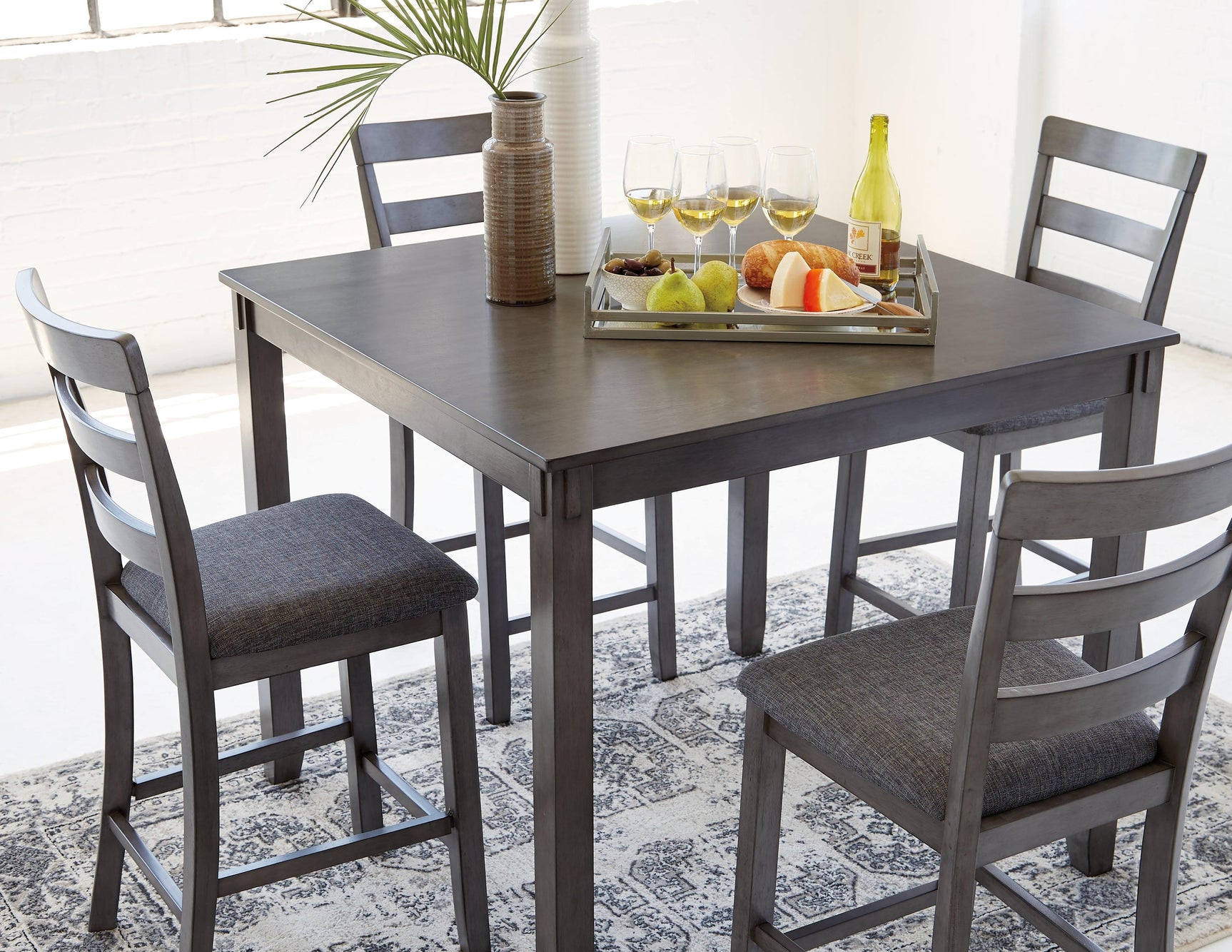 Bridson Gray Counter Height Dining Table And Bar Stools (Set Of 5) - Ella Furniture
