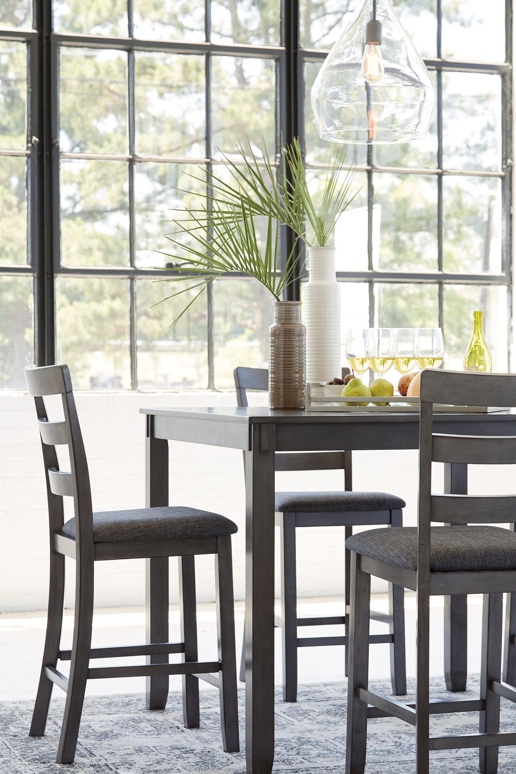 Bridson Gray Counter Height Dining Table And Bar Stools (Set Of 5) - Ella Furniture