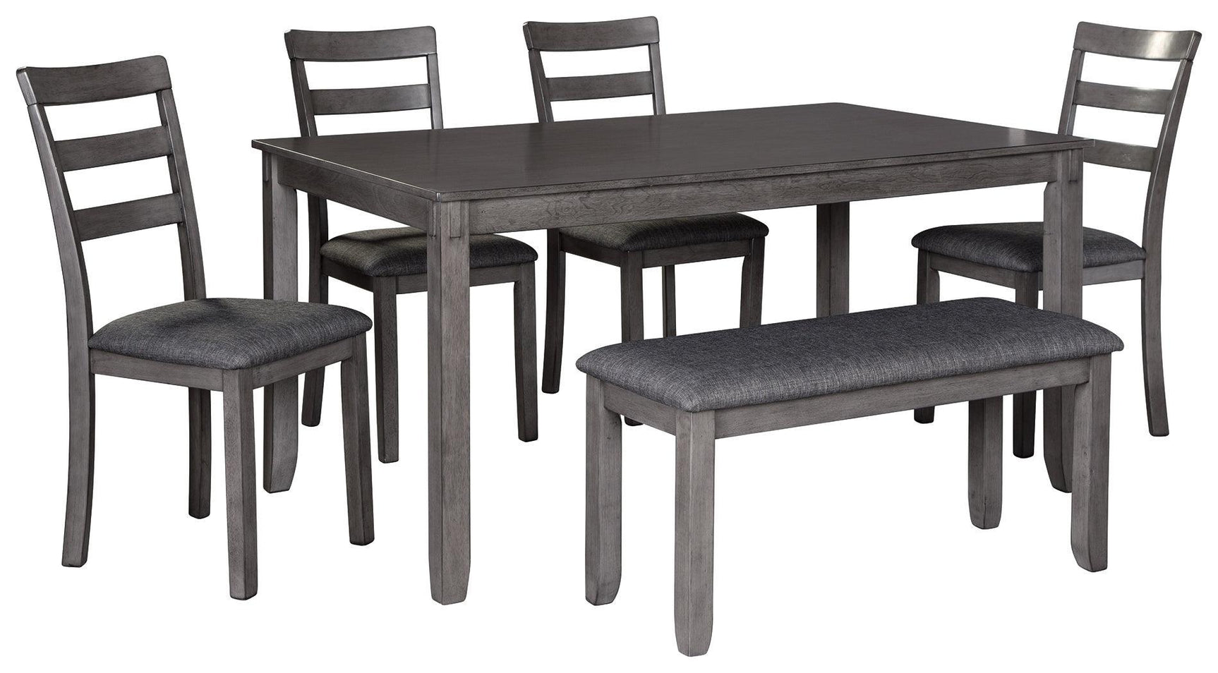 Bridson Gray Dining Table And Chairs With Bench (Set Of 6) - Ella Furniture