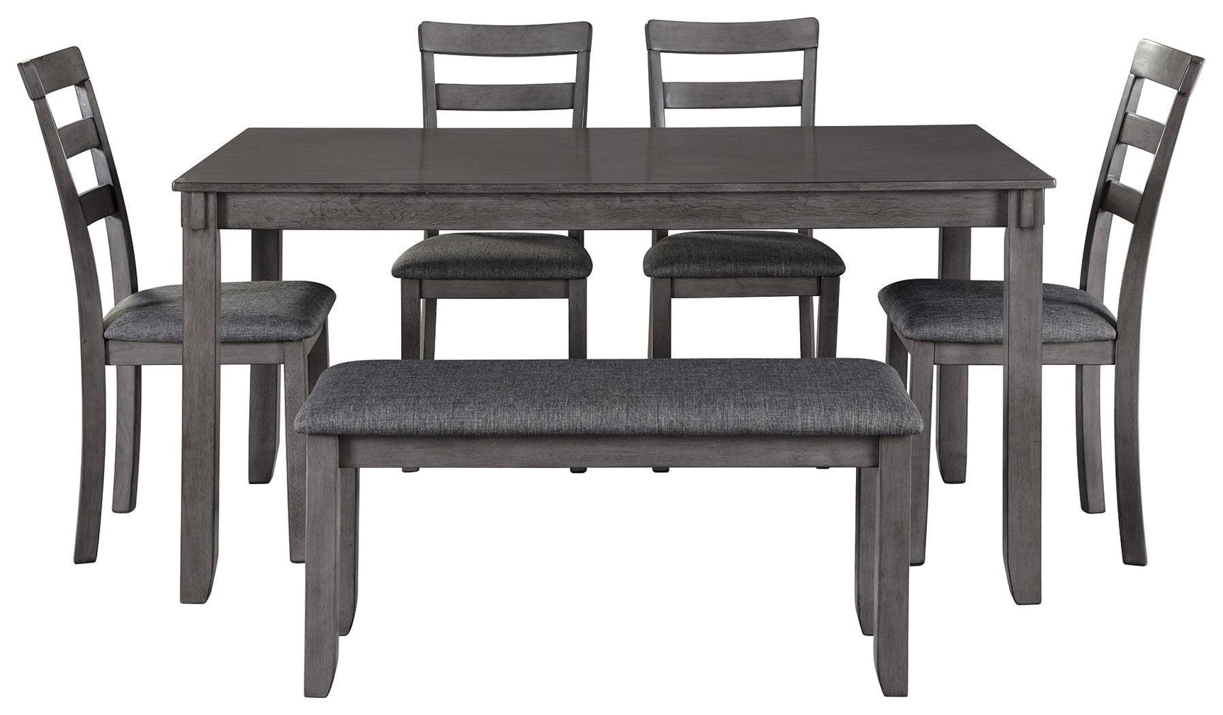 Bridson Gray Dining Table And Chairs With Bench (Set Of 6) - Ella Furniture