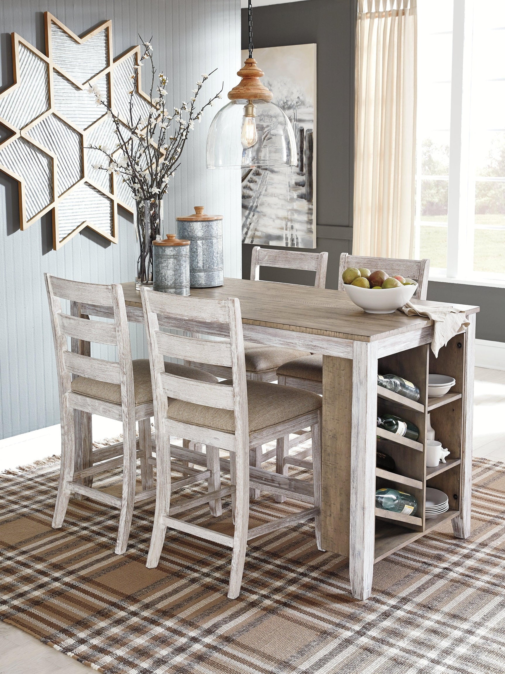 Skempton White/light Brown Counter Height Dining Table - Ella Furniture