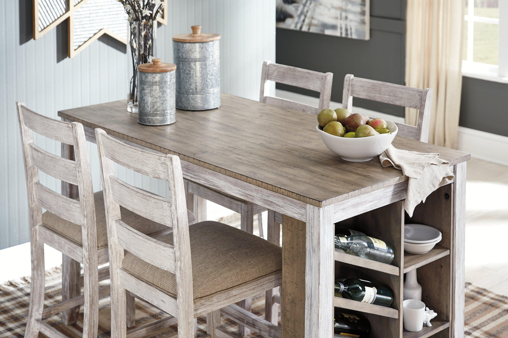 Skempton White/light Brown Counter Height Dining Table - Ella Furniture