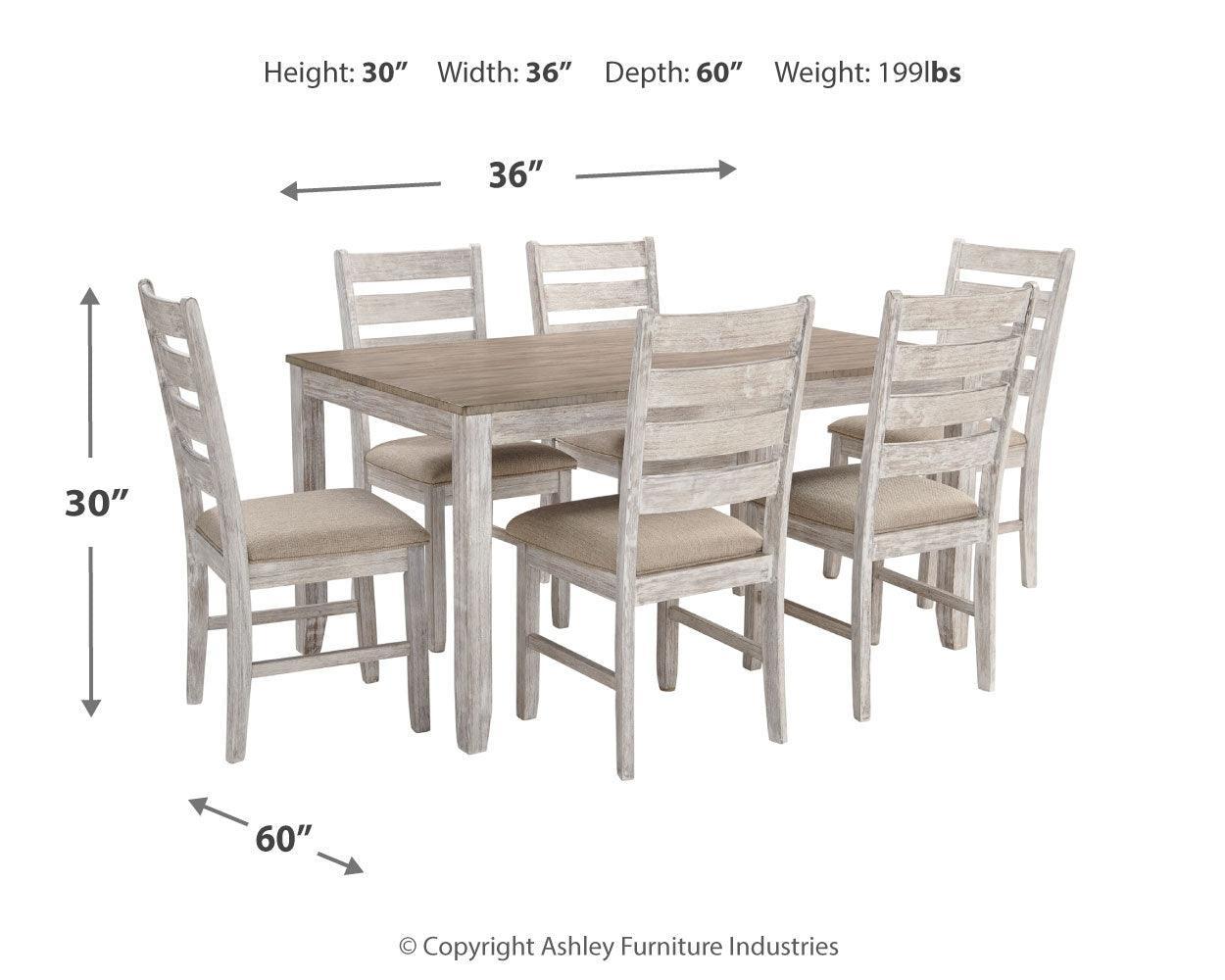 Skempton White/light Brown Dining Table And Chairs (Set Of 7) - Ella Furniture