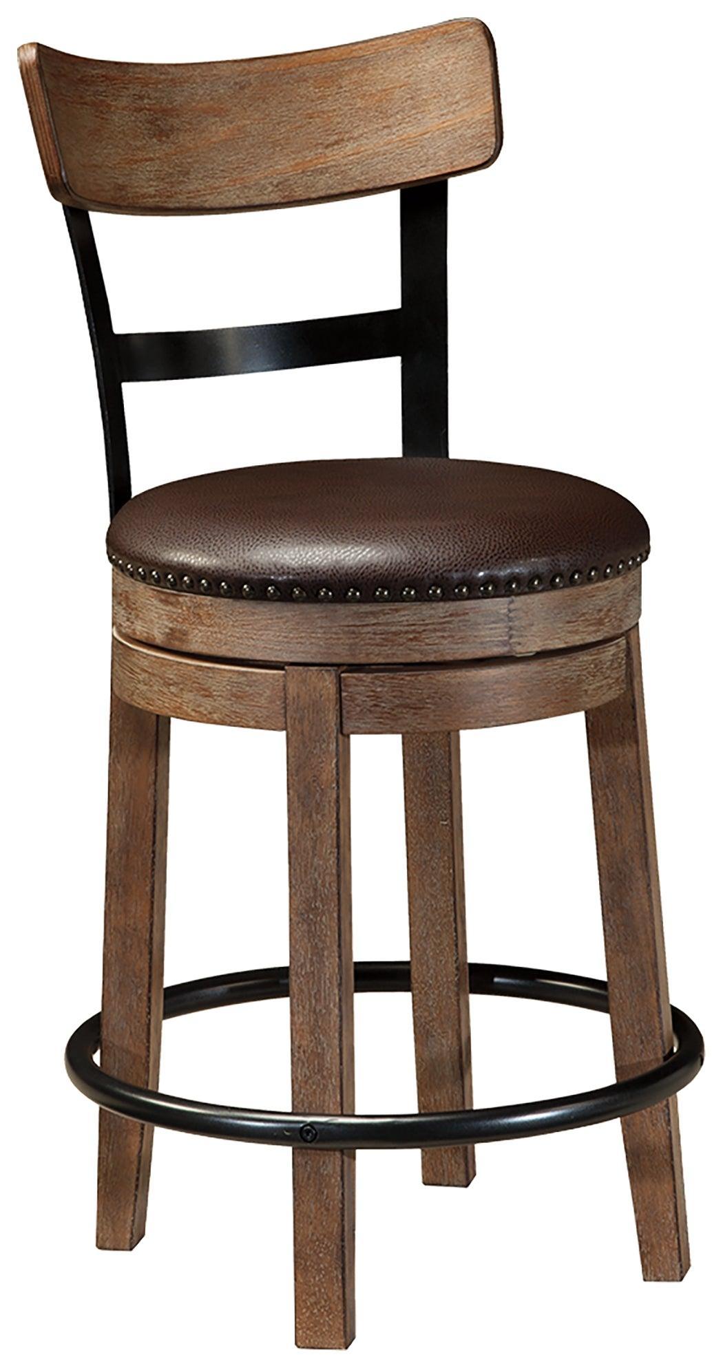 Pinnadel Light Brown Upholstered Counter Height Bar Stool side view