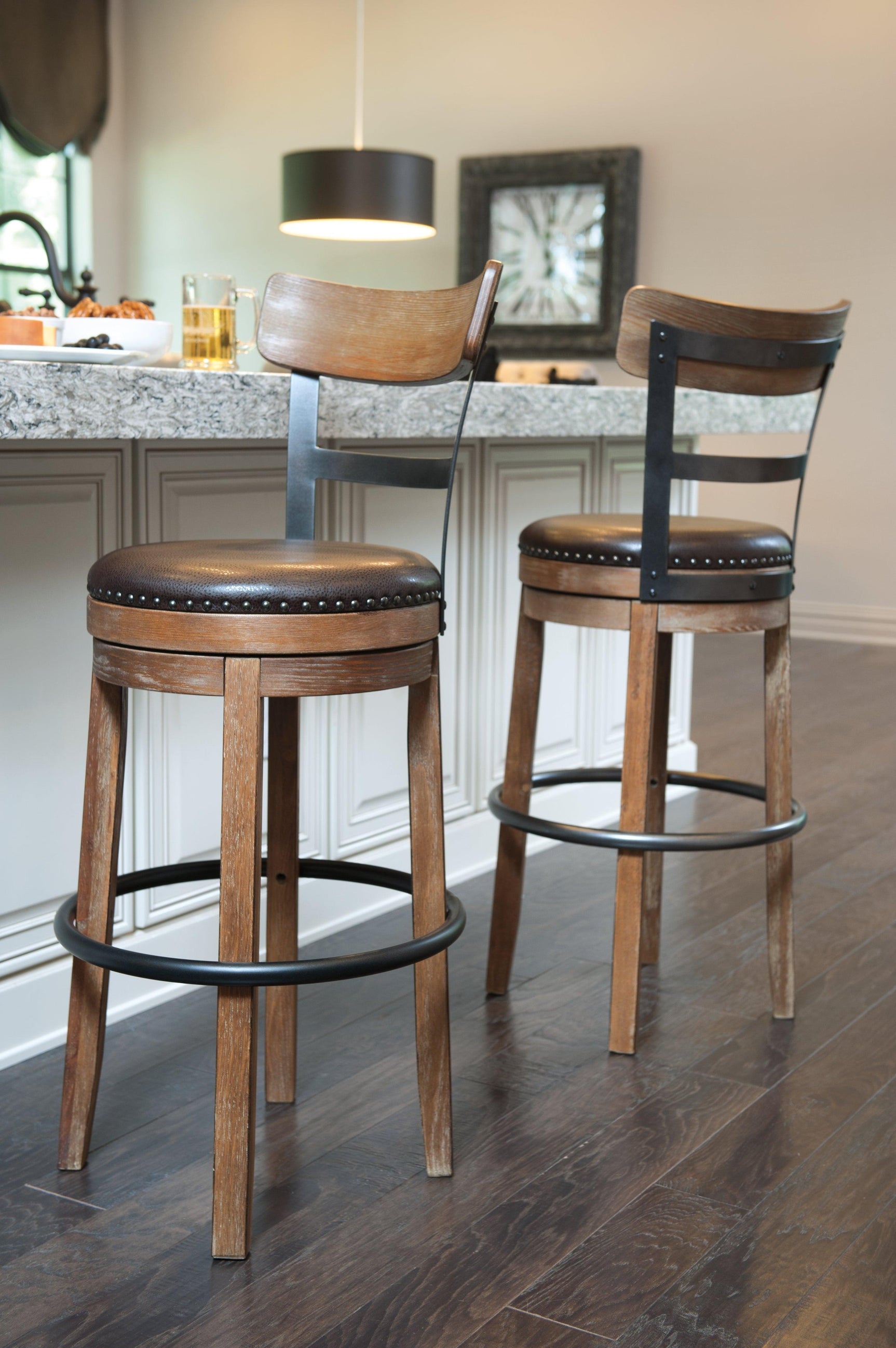 Footrest detail on Pinnadel Light Brown Bar Stool