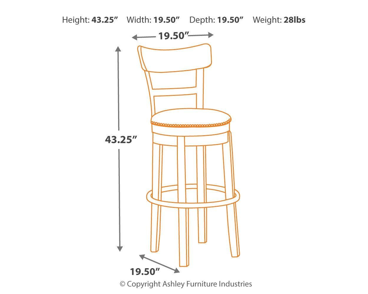 Dimensions diagram of Pinnadel Bar Stool