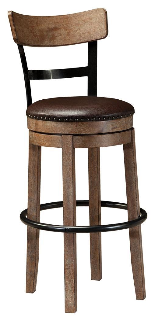 Side view of Pinnadel Light Brown Pub Height Swivel Bar Stool
