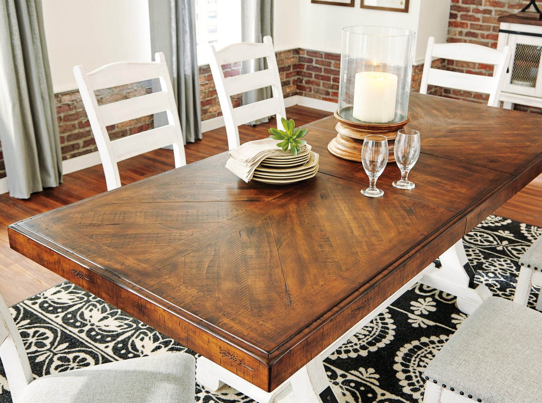 Valebeck White/Brown Dining Table - Ella Furniture