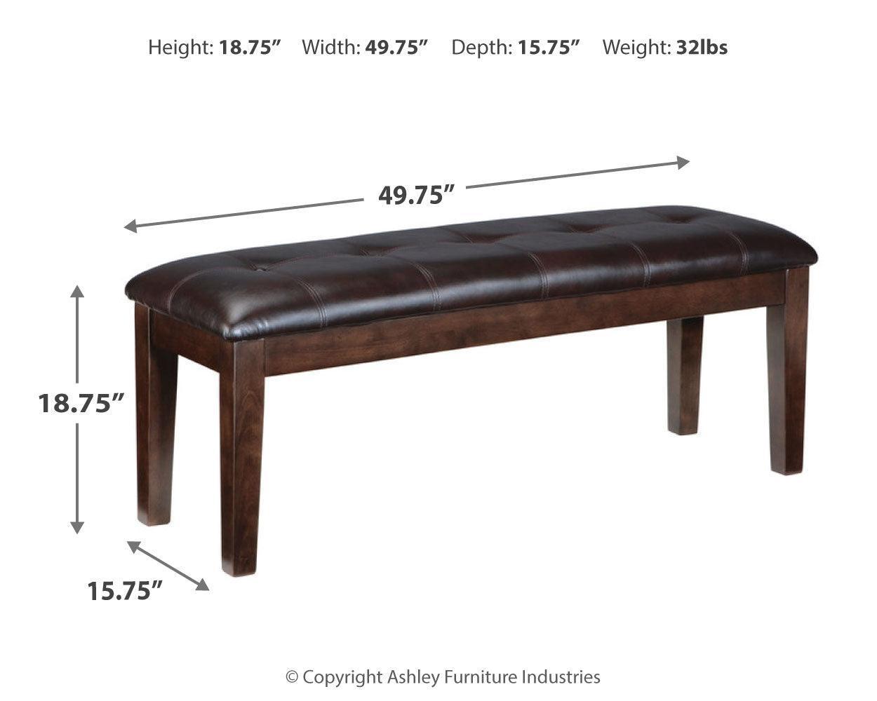 Dimensions diagram for Haddigan Dining Bench