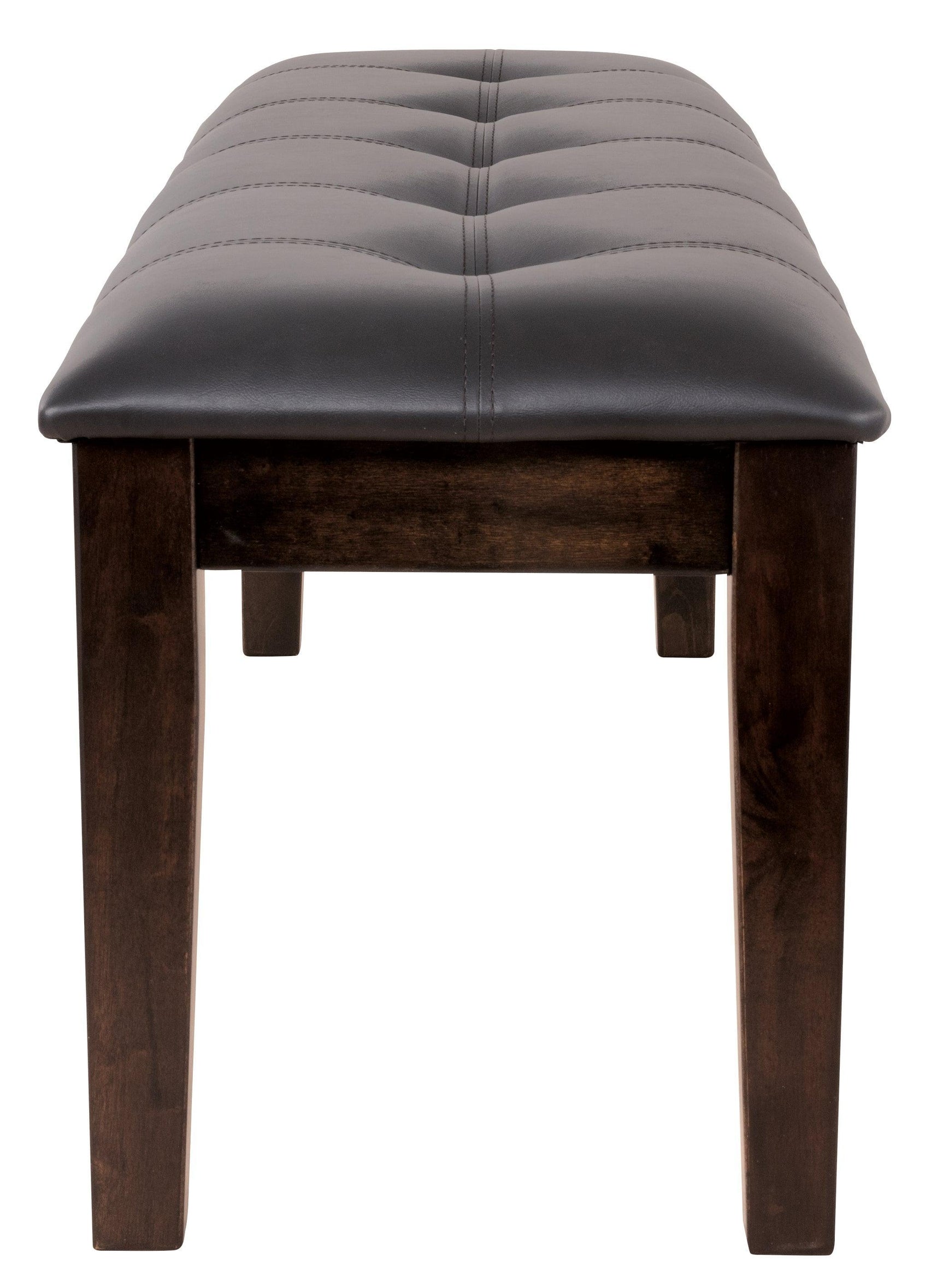 Storage shelf under seat on Haddigan Dining Bench